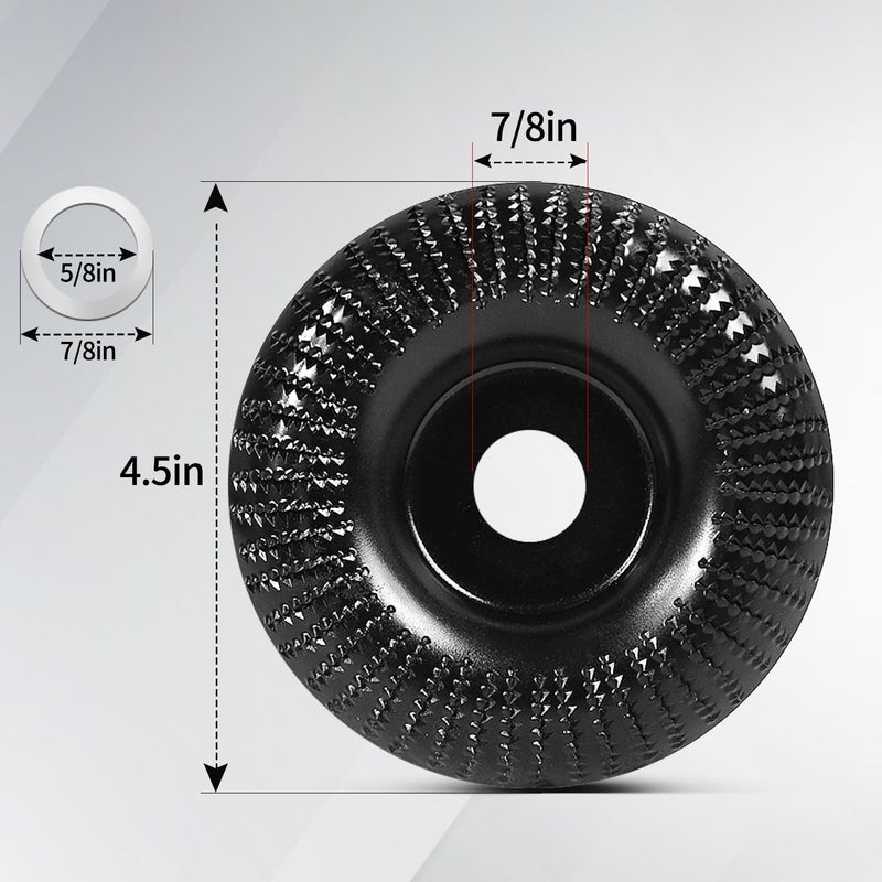 Quadafy 1pack Wood Carving Disc Set for 4.5 Inch Angle Grinder with 5/8 Arbor - Grinding Wheel Shaping Disc for Wood Cutting and Shaping - Woodworking Attachment (1) - Image 2